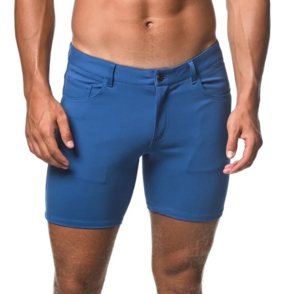 ST33LE VIVID BLUE 5" INSEAM STRETCH KNIT JEANS SHORTS